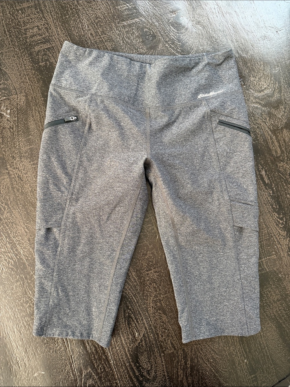 Eddie Bauer Dark Heather Gray Bike Shorts with Zip Pockets
